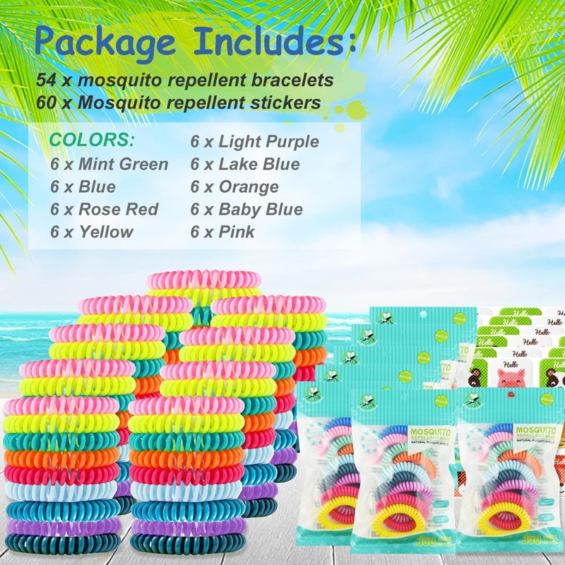 BuggyBands 54 Pack Mosquito Repellent Bracelets, DEET-Free Insect & Bug Repellent Wrist Bands with 60 Pack Smile Mosquito Patches for Kids & Adults Outdoor Camping Fishing Traveling - Image 3